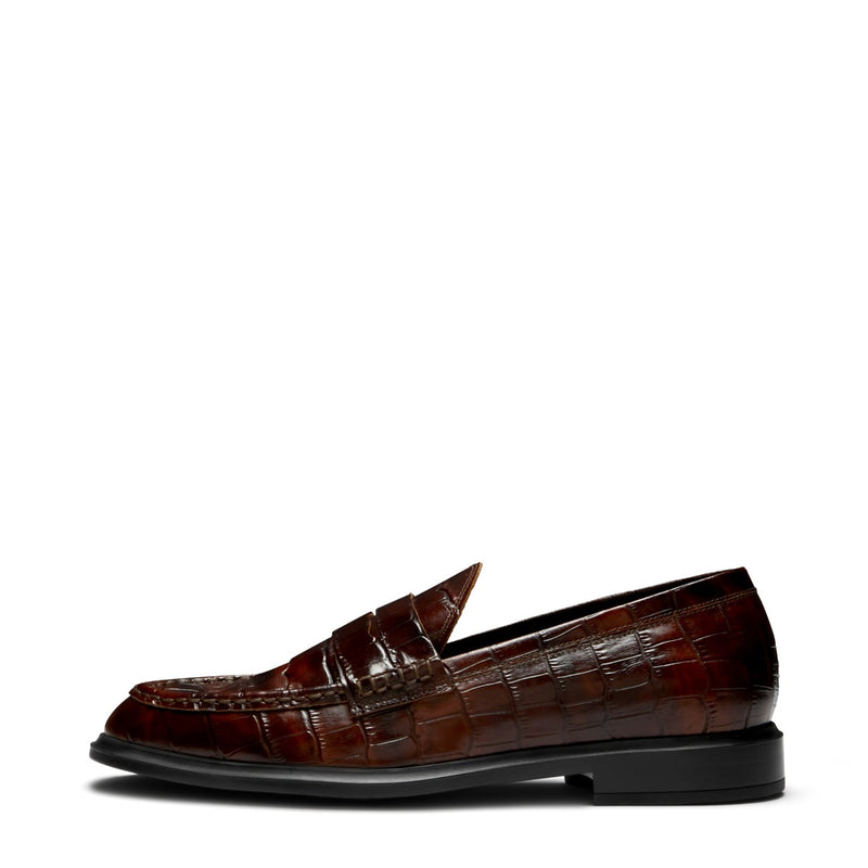 Isabel Bernard Mocassins Vendôme Blandine en cuir de veau marron croco IB51015-230-37-zoom-