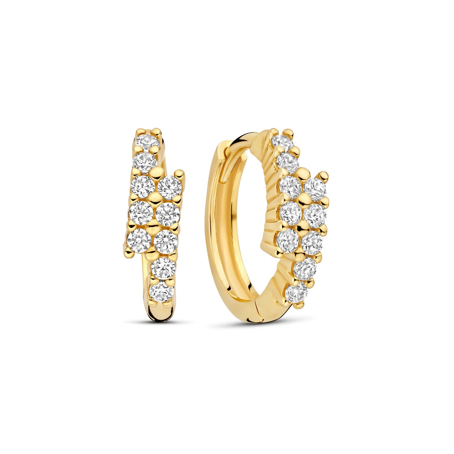 Beloro Jewels Monte Napoleone Joley 9 karat gold hoop earrings with zirconia stones (9,7 mm) BO360117