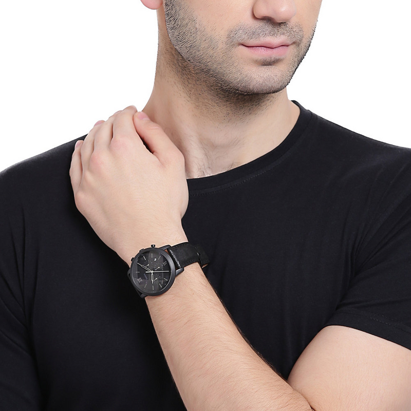 Fossil Neutra Chrono Montre Chronographe Noire Pour Homme FS5503-zoom-