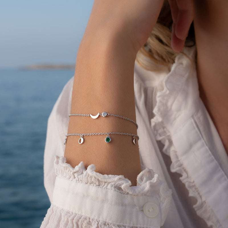 Violet Hamden Violet's Gift Coffret Bracelet et Clous d’Oreilles en Argent 925 Sterling avec Pierres de Zircon Vertes VH90061-zoom-