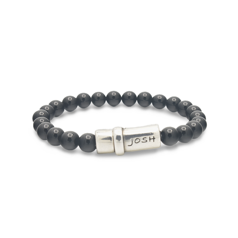 Josh Black Natural Stone Bracelet 09285SL/BLCK/MED-zoom-