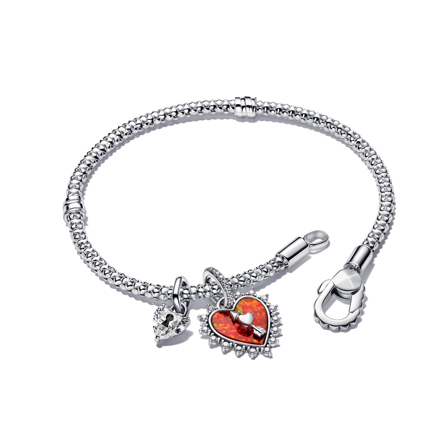 Pandora Charm Holders 925 Sterling Silver Studded chain Bracelet 593681C00-17