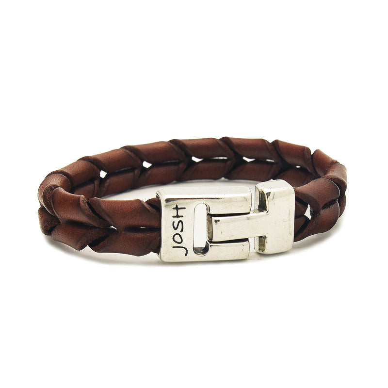 Josh Leather Bracelet 09284-BRA-S/COGNAC/M-zoom-