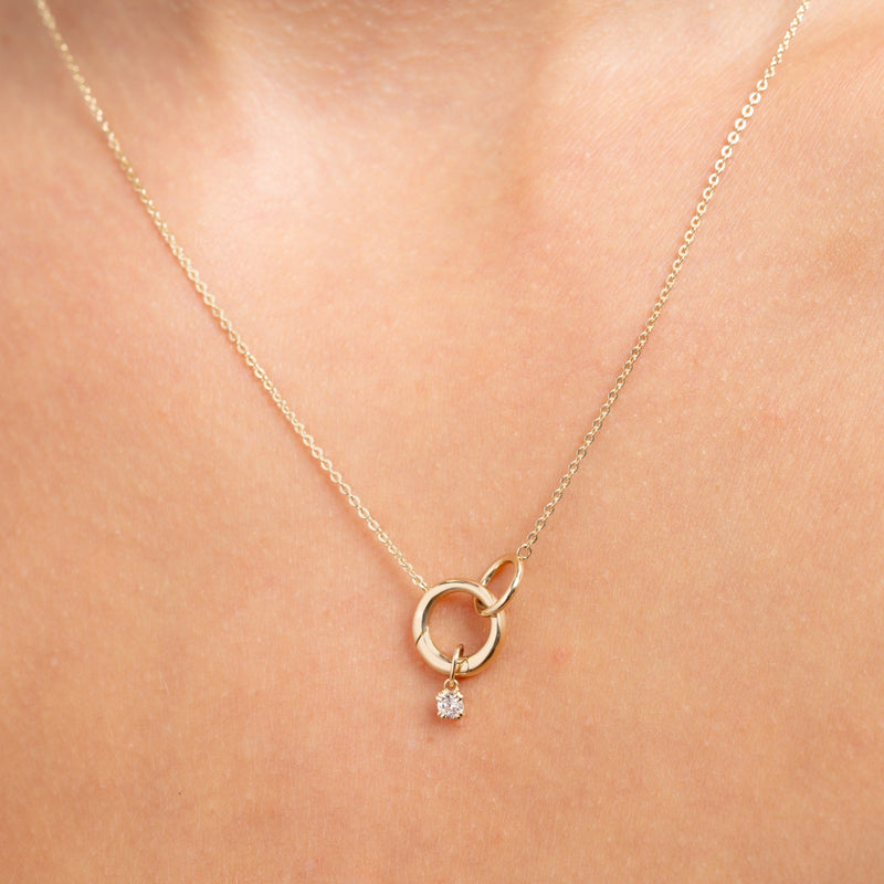 Isabel Bernard Le Marais Zircon Carré Pendentif Or 14 Carats IB350061-zoom-