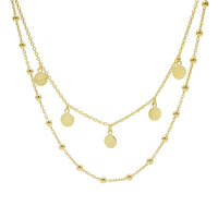 Karma 925 Sterling Silver Discus Dots Double Necklace T88