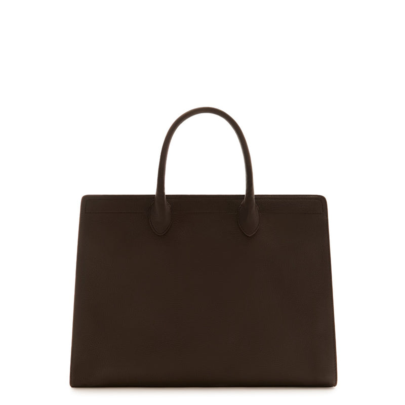 Isabel Bernard Sac à main Nadine en cuir de veau marron avec compartiment pour ordinateur portable IB25087-zoom-