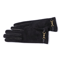 Isabel Bernard Honoré Marcelia black goatskin suéde leather gloves IB67001-101-7.5
