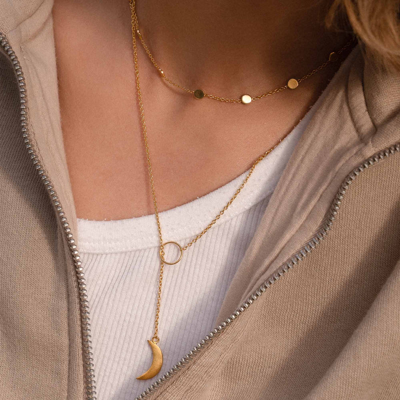 Violet Hamden Luna Ras-du-Cou en Argent 925 Sterling Plaqué Or avec Pièces VH15001-zoom-