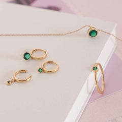 Violet Hamden Venus 925 Sterling Zilveren Goudkleurige Creolen Met Geboortesteen VH360017-MAR