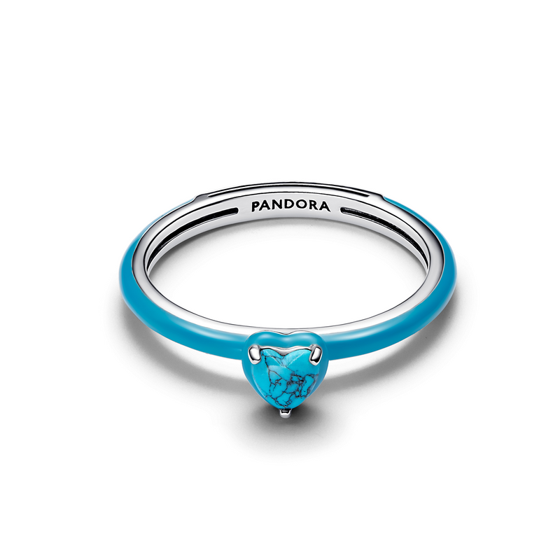 Pandora ME 925 Sterling Silver Turquoise-coloured Heart Stone Ring 193828C01-52-zoom-