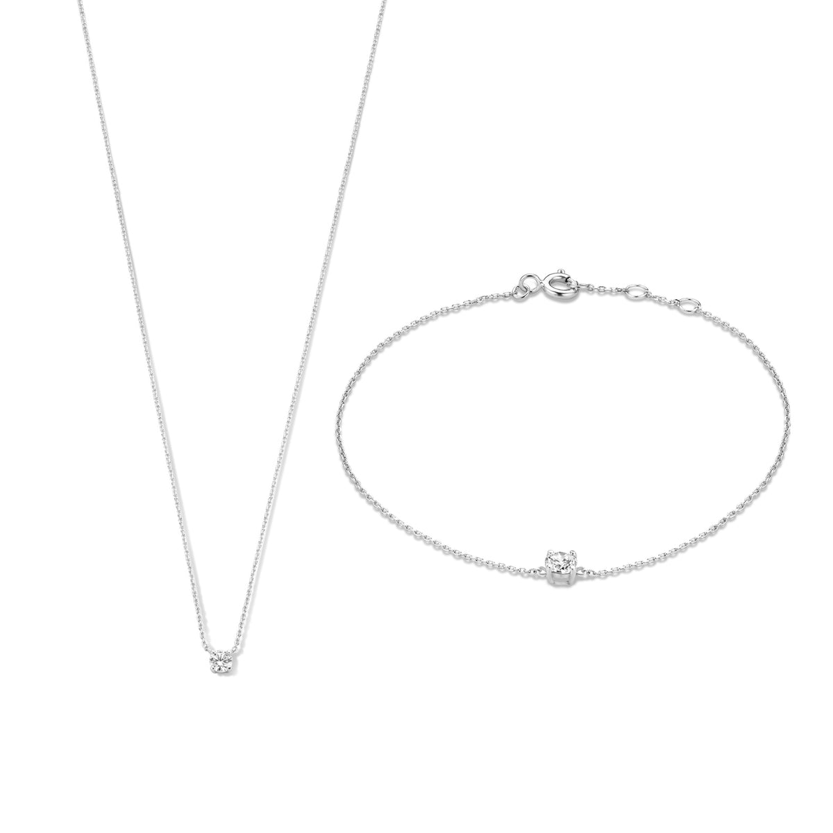Isabel Bernard Cadeau d'Isabel 14 Carat Whitegold Necklace and Bracelet giftset IB90030