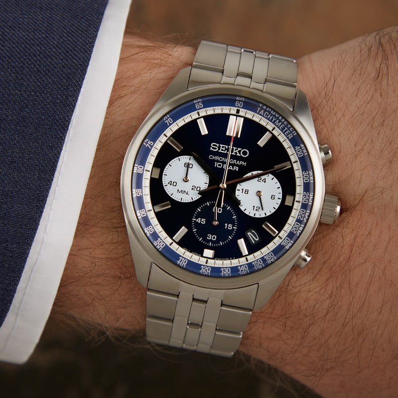 Seiko Hommes Montre Argent SSB427P1-zoom-