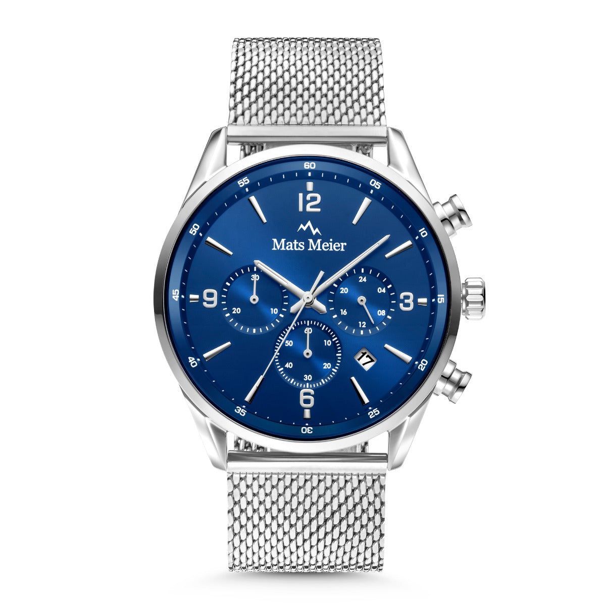 Mats Meier Grand Cornier Chronograph Men's Watch Silver Colored with Blue MM00133