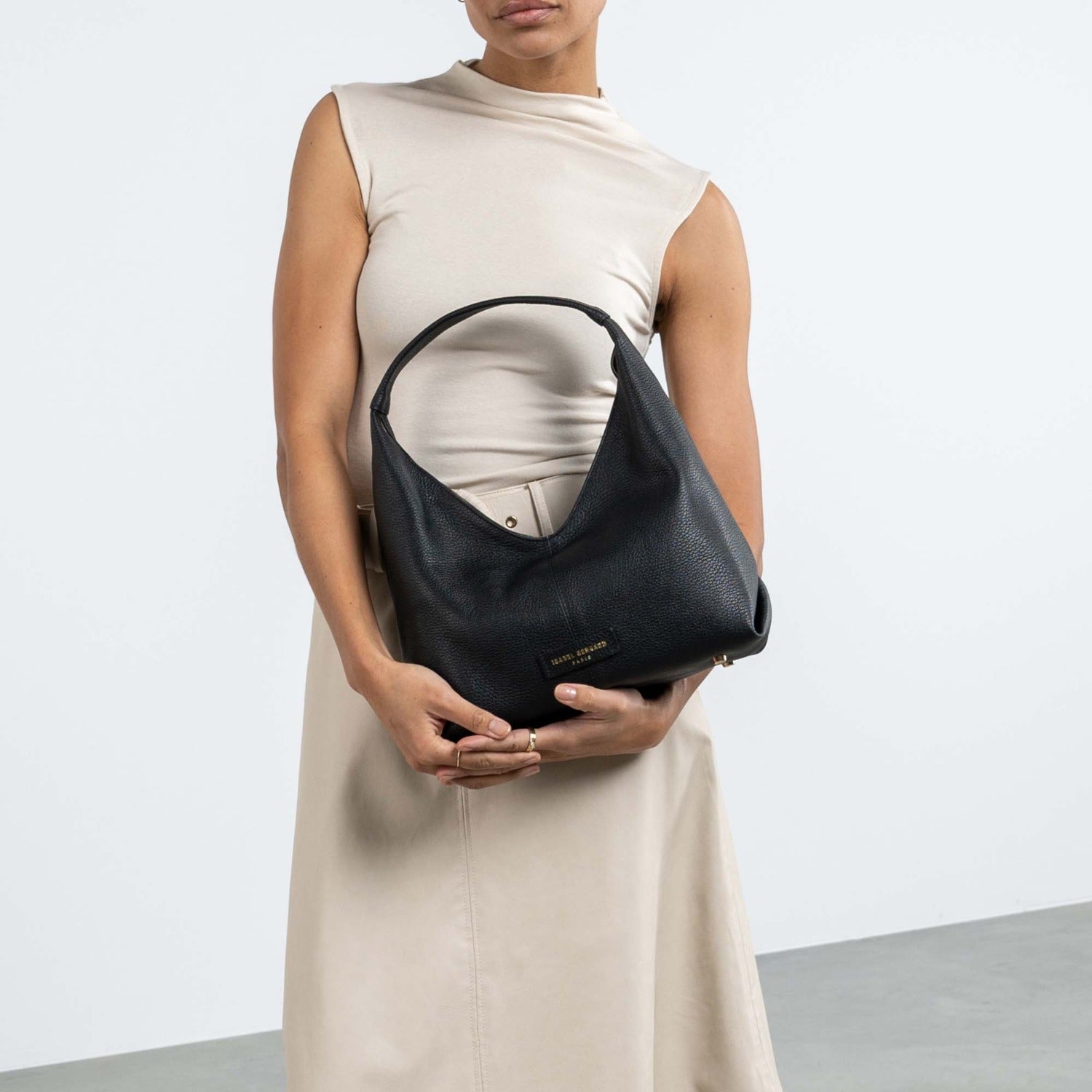 Isabel Bernard Honoré Grace mini black calfskin leather handbag IB21132-001