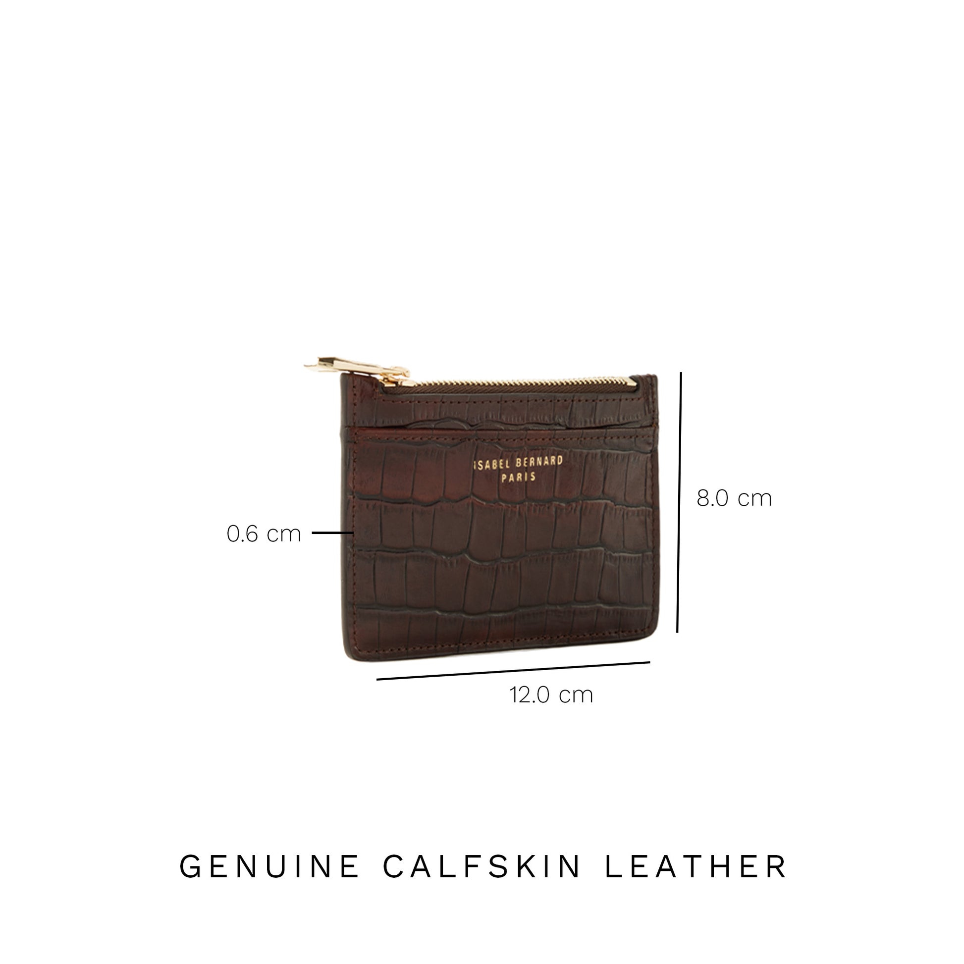 Isabel Bernard Honoré Aveline croco Brown Leather Card Holder made of Calfskin IB27019